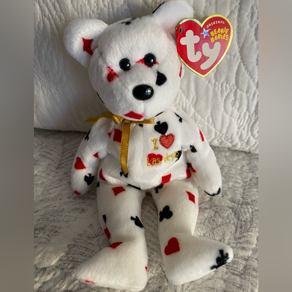🎰 RETIRED TY BEANIE BABY LAS VEGAS EXCLUSIVE BEAR “LAS VEGAS”. RARE! MWMT!